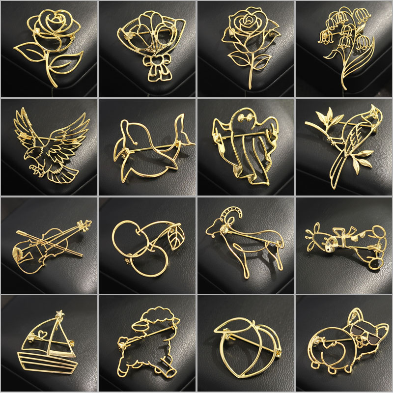 Men Accessories Bouquet - Broches Minimalistas Calados para Mujer y