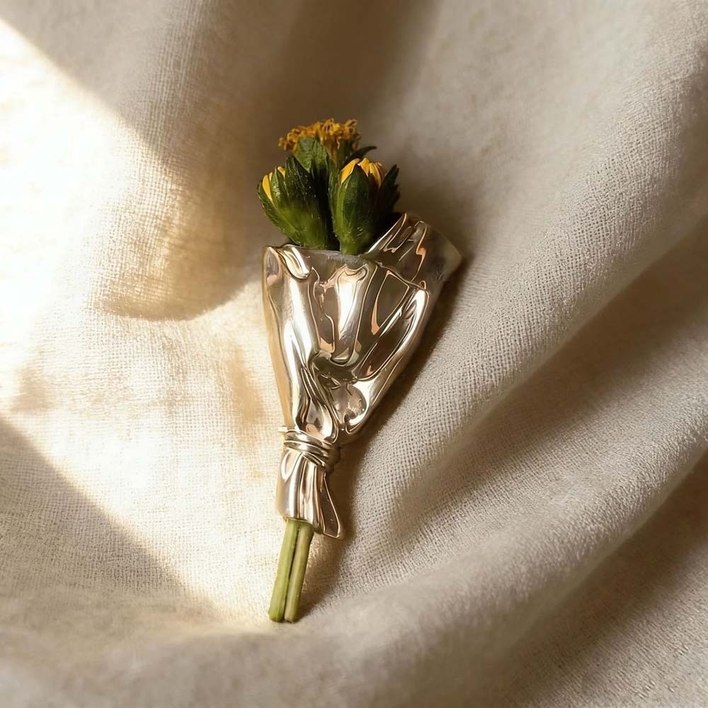 Men Accessories Bouquet - Broche Vintage con Flores Insertables, Estilo